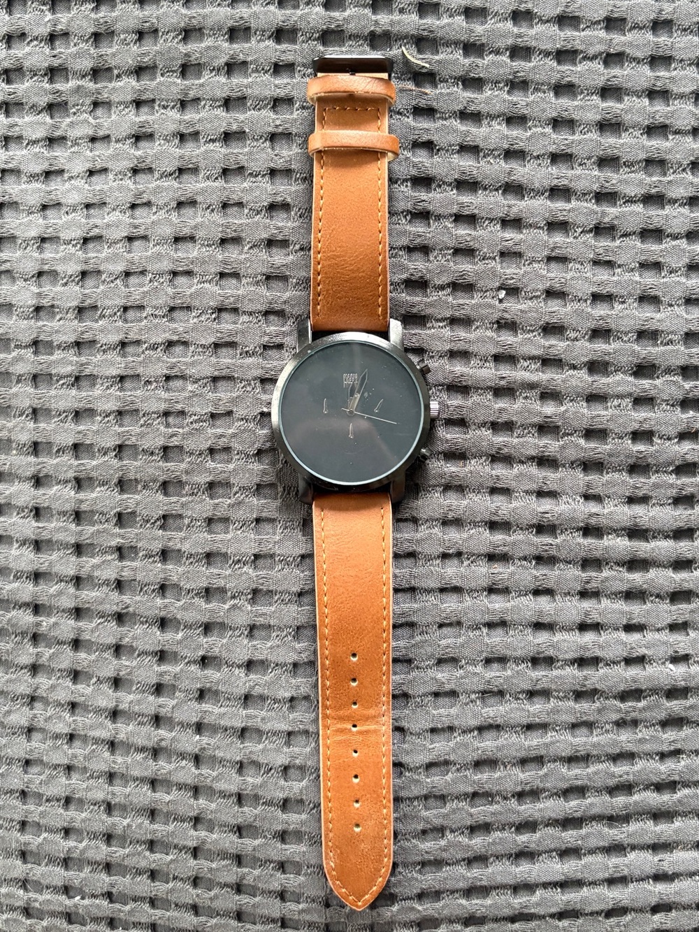 Men's Tan Leather Strap Watch with Black Dial